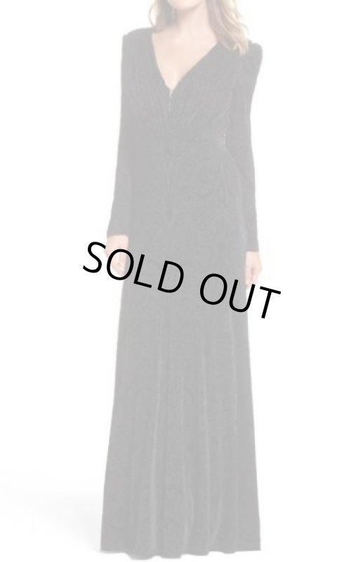 画像1: Tadashi Shoji  タダシショージ　Plunge Burnout Gown　ブラック (1)