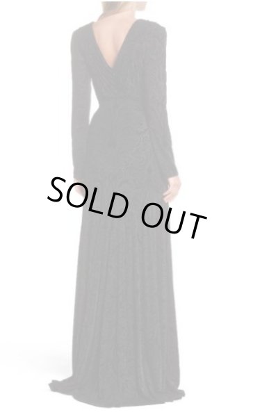 画像2: Tadashi Shoji  タダシショージ Plunge Burnout Gown ブラック (2)