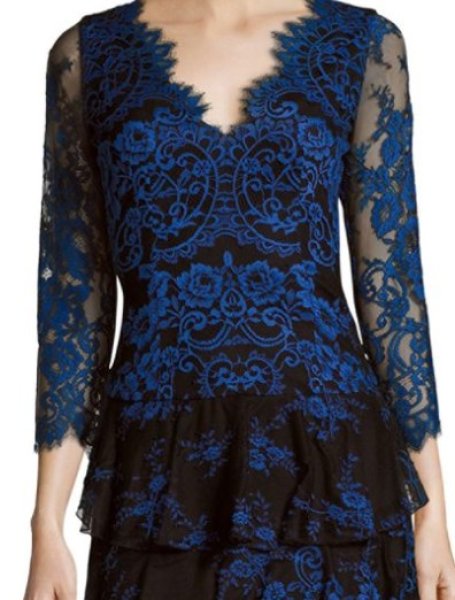 画像2: Alice + Olivia アリスアンドオリビア Vネックレースgown (2)
