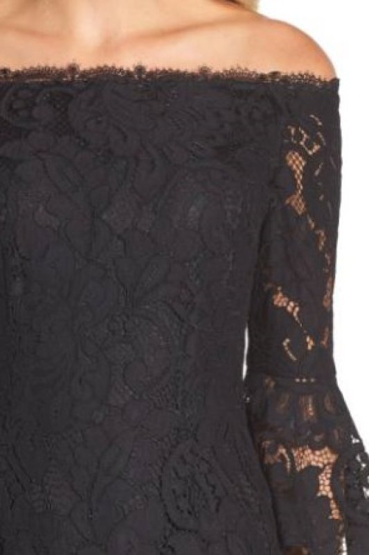 画像4: Adrianna Papell アドリアナパペル オフショルダーレースドレス　ブラック (4)