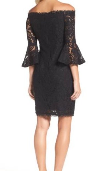 画像2: Adrianna Papell アドリアナパペル オフショルダーレースドレス ブラック (2)