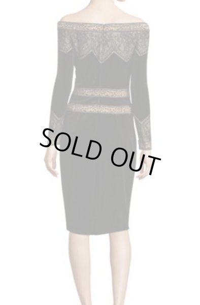 画像3: Tadashi Shoji タダシショージ   ベルベットオフショルダーカクテルドレス ブラック (3)