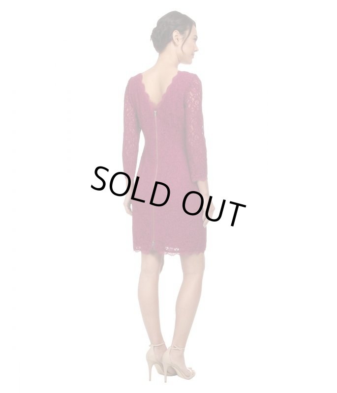 画像2: 【ドラマ使用】Adrianna Papell アドリアナパペル   L/S Lace Dress  クラッシュベリー (2)