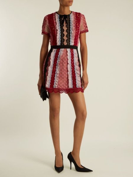画像1: 【ドラマ使用、Adrienne Houghton 着用】Self Portrait　セルフポートレート　Panelled Bellis Lace Trim Mini Dress  (1)