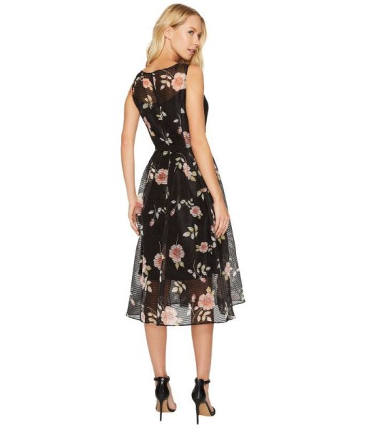 画像2: Adrianna Papell アドリアナパペル  Floral Print Striped Organza Dress (2)
