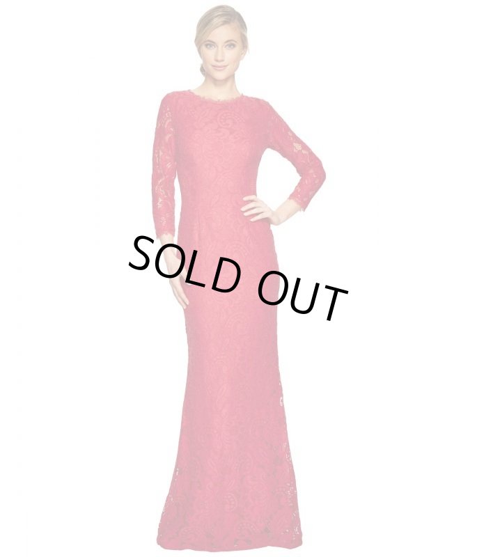 画像1: Adrianna Papell　アドリアナパペル　レースマーメイドドレス　ルビー (1)