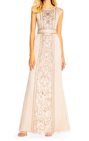 画像1: Adrianna Papell アドリアナパペル　Beaded Column Gown (1)