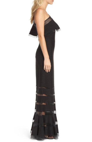 画像3: Tadashi Shoji タダシショージ   ピンタックワンショルダードレス ブラック (3)