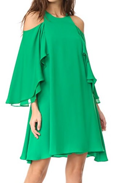 画像2: 【ドラマ使用】Halston Heritage コールドショルダーラッフルドレス (2)