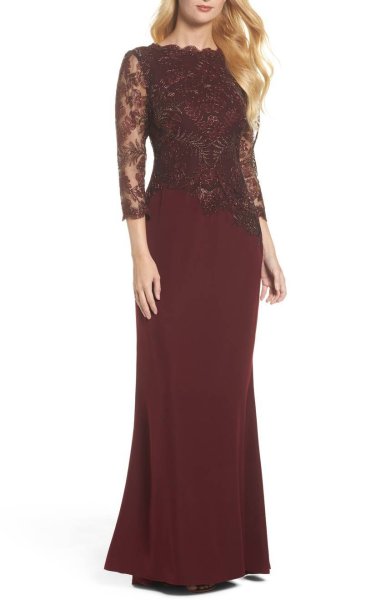 画像1: Tadashi Shoji  タダシショージ　Embroidered Woven Gown (1)