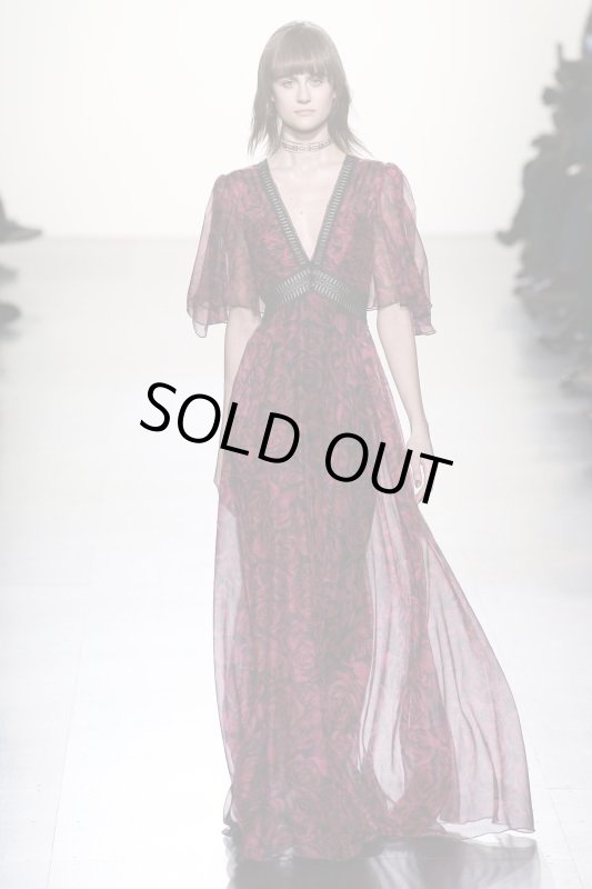 画像3: 再販売【ヴァンサンカン掲載】Tadashi Shoji タダシショージ   ローズレース＆シフォンプリーツロングドレス ピンク系 (3)