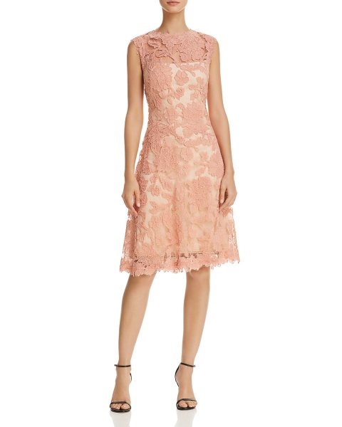 画像1: Tadashi Shoji  タダシショージ  Sleeveless Embroidered Cocktail Dress コーラル ピンク系 (1)