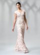 画像1: Tadashi Shoji　タダシショージ　Passementerie Seashell Embroidered Tulle Gown　ピンク系 (1)