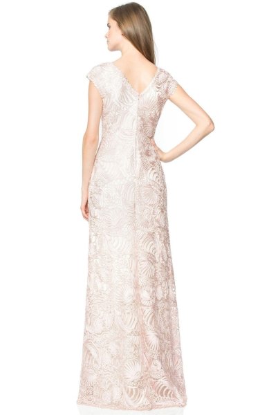 画像2: Tadashi Shoji タダシショージ Passementerie Seashell Embroidered Tulle Gown ピンク系 (2)