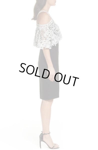 画像3: Tadashi Shoji タダシショージ  クロッシェレース&ピンタックドレス ブラック (3)