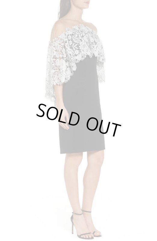 画像3: Tadashi Shoji タダシショージ　 ケープ風クロッシェレースドレス　ブラック (3)