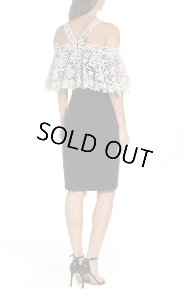 画像2: Tadashi Shoji タダシショージ  クロッシェレース&ピンタックドレス ブラック (2)