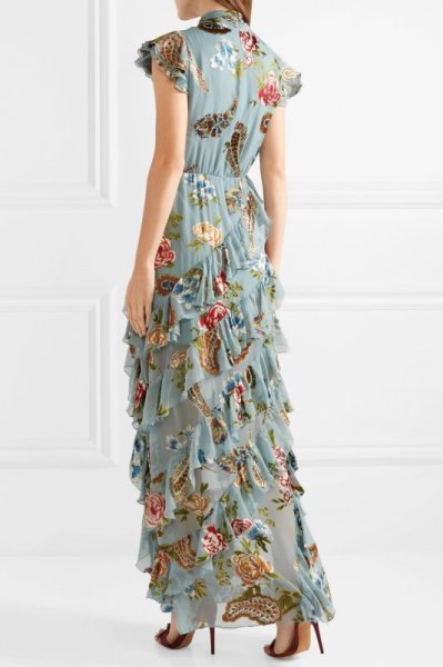 画像2: 【パリスヒルトン、サラオレイン愛用、ドラマ使用】Alice + Olivia アリスアンドオリビア　Lessie 花柄シフォンマキシドレス (2)