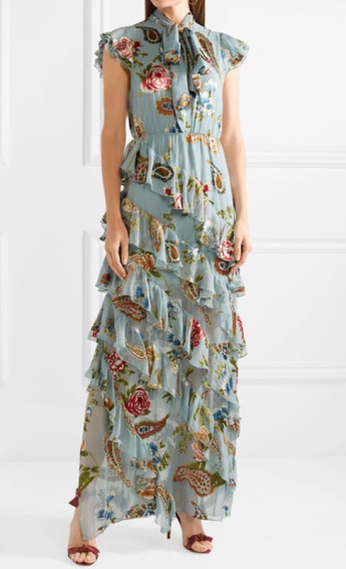 画像1: 【パリスヒルトン、サラオレイン愛用、ドラマ使用】Alice + Olivia アリスアンドオリビア　Lessie 花柄シフォンマキシドレス (1)