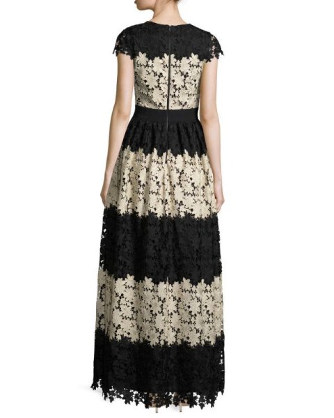 画像2: Alice + Olivia  アリスアンドオリビア  Noel Colorblock Lace Gown (2)