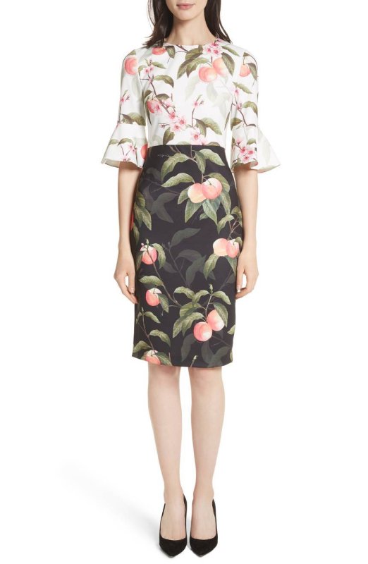 画像1: 【Gorgi Coghlan着用】Ted Baker テッドベイカー　 Peach Blossom Sheath Dress  07011 (1)