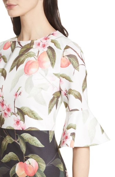 画像4: 【Gorgi Coghlan着用】Ted Baker テッドベイカー  Peach Blossom Sheath Dress  07011 (4)