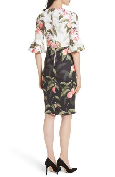 画像2: 【Gorgi Coghlan着用】Ted Baker テッドベイカー  Peach Blossom Sheath Dress  07011 (2)