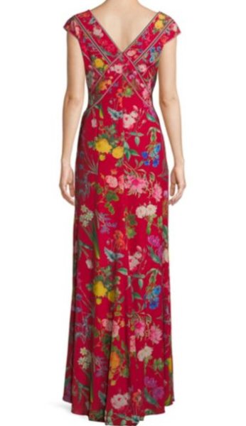 画像2: Tadashi Shoji タダシショージ Floral-Print Floor-Length Dress レッド系 (2)