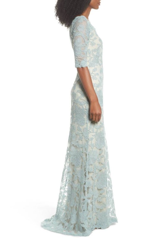 画像3: セール！Tadashi Shoji  タダシショージ  Embroidered Boat Neck Mermaid Gown ブルー系 (3)