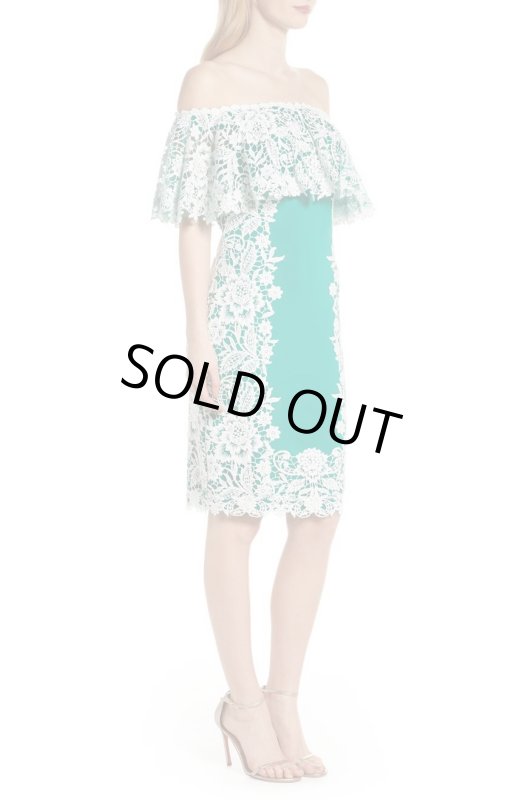画像3: Tadashi Shoji タダシショージ　 オフショルダークロッシェレースドレス　グリーン系 (3)