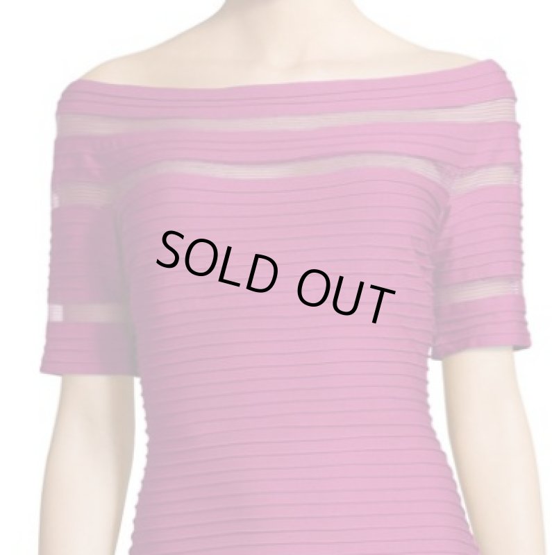 画像2: Tadashi Shoji  タダシショージ　オフショルダーピンタックドレス　 ピンク (2)