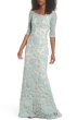 画像1: セール！Tadashi Shoji  タダシショージ  Embroidered Boat Neck Mermaid Gown ブルー系 (1)