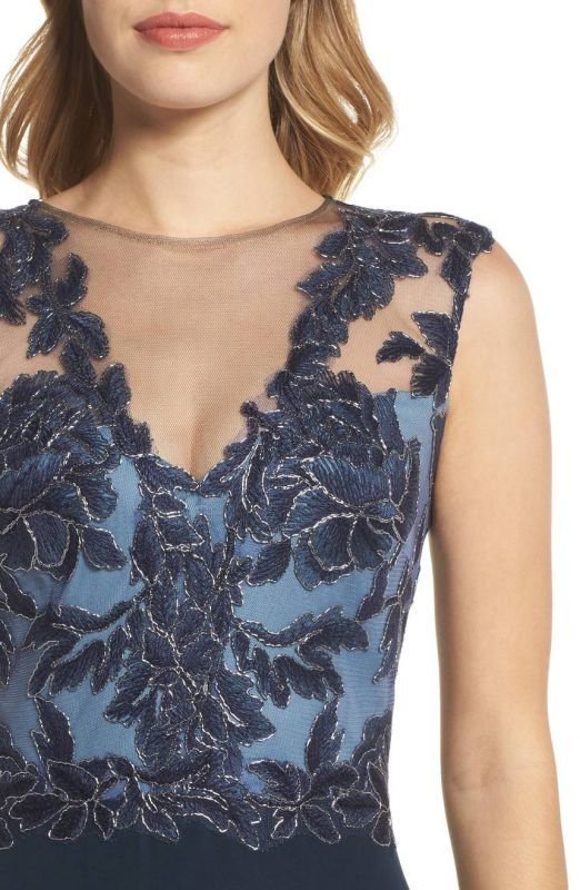 画像3: セール！Tadashi Shoji  パーティードレス　Sleeveless Illusion Lace Gown ネイビー (3)