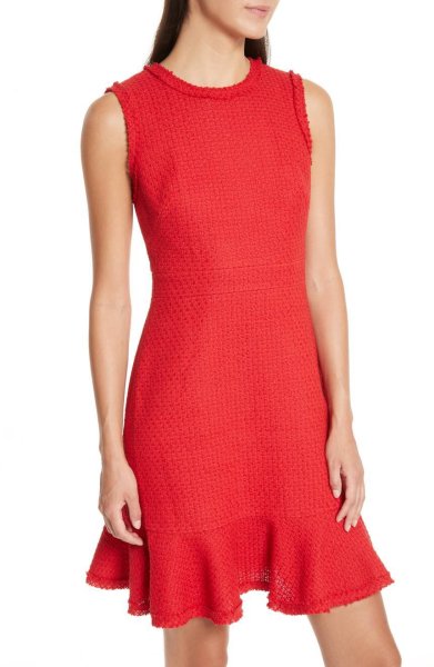 画像4: 【Hoda Kotb着用】KATE SPADE New York   ケイトスペード リボン付きツイードドレス (4)