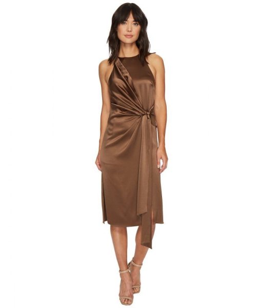 画像1: 【ドラマ使用】Halston Heritage　Draped Front Satin Dress (1)