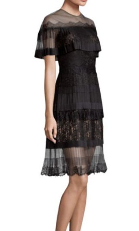 画像5: 【篠原涼子さんご着用、25ans掲載】Tadashi Shoji タダシショージ　フリンジメッシュドレス　ブラック (5)