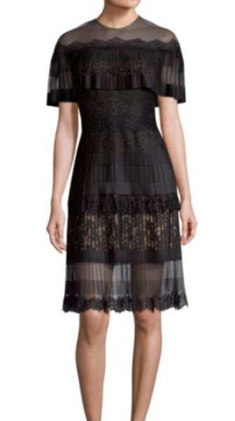 画像4: 【篠原涼子さんご着用、25ans掲載】Tadashi Shoji タダシショージ　フリンジメッシュドレス　ブラック (4)