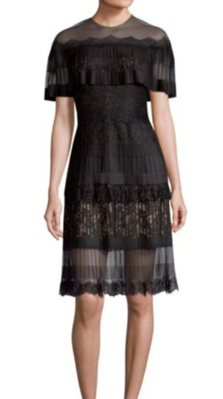 画像4: 【篠原涼子さんご着用、25ans掲載】Tadashi Shoji タダシショージ　フリンジメッシュドレス　ブラック (4)