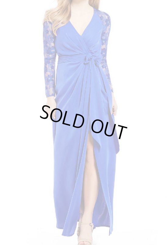 画像1: セール！Tadashi Shoji  タダシショージ  Giana Crepe Gown ブルー系 (1)