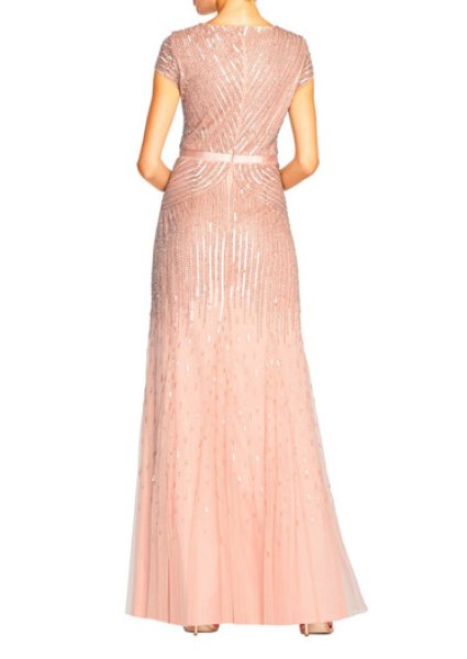 画像2: 【ドラマ使用】Adrianna Papell   Cap-Sleeve Sequined Gown  ピンク系 (2)