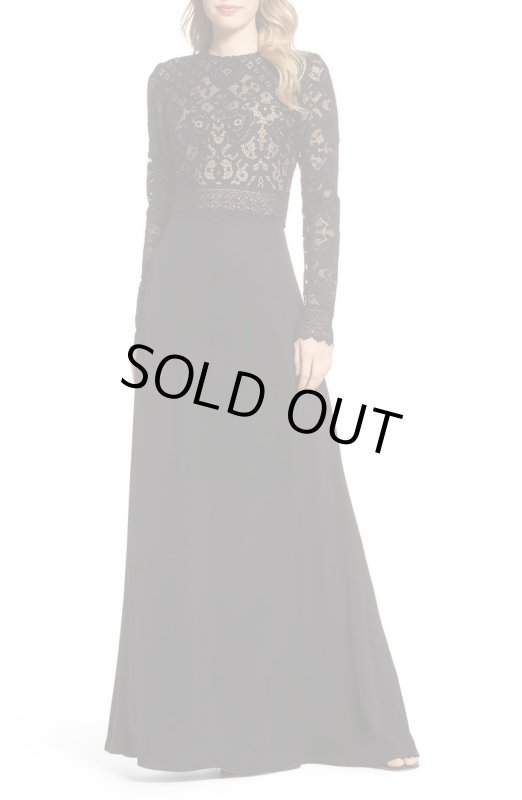 画像1: Tadashi Shoji  タダシショージ　Lace & Crepe Gown　ブラック (1)