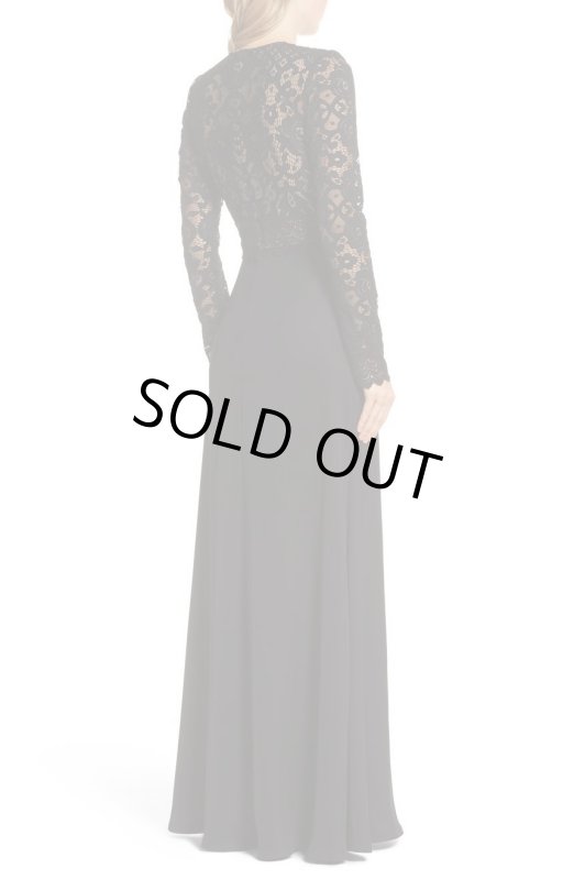 画像2: Tadashi Shoji  タダシショージ　Lace & Crepe Gown　ブラック (2)