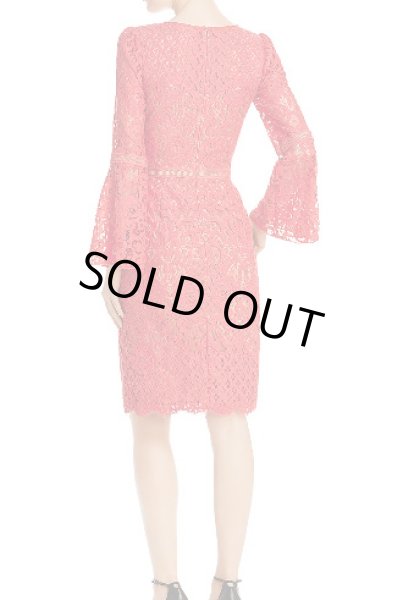 画像3: Tadashi Shoji タダシショージ   ベルスリーブレースドレス レッド系 (3)