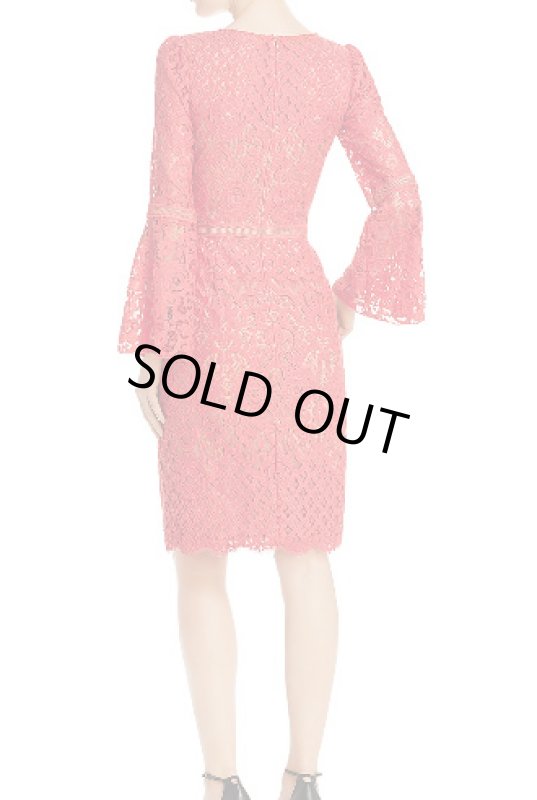 画像3: Tadashi Shoji タダシショージ   ベルスリーブレースドレス レッド系 (3)