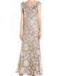 画像1: Tadashi Shoji タダシショージ   　 Floral Lace Embroidered Gown Dress ベージュ系 (1)