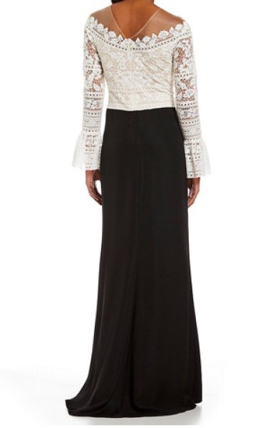 画像3: Tadashi Shoji  タダシショージ カラーブロックAラインロングドレス ブラック (3)