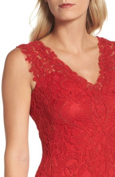 画像3: Tadashi Shoji   タダシショージ Kelly Embroidered Mermaid Gown レッド系 (3)