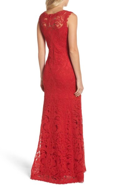 画像2: Tadashi Shoji   タダシショージ Kelly Embroidered Mermaid Gown レッド系 (2)