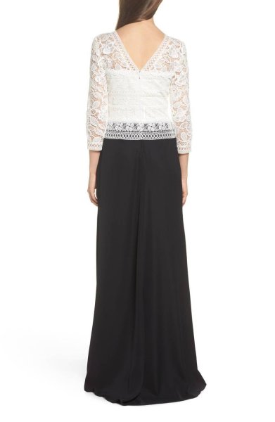 画像2: Tadashi Shoji  タダシショージ カラーブロックAラインロングドレス ブラック (2)