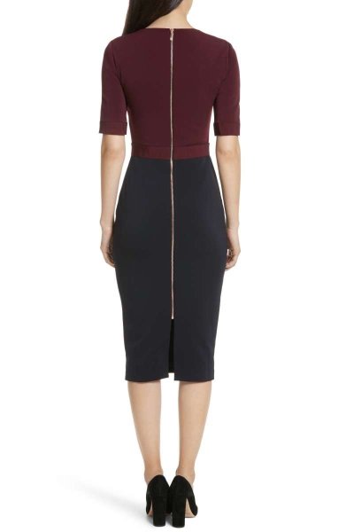 画像2: ドラマ【BONES使用】Ted Baker テッドベイカー Wandee カラーブロックドレス ネイビー (2)